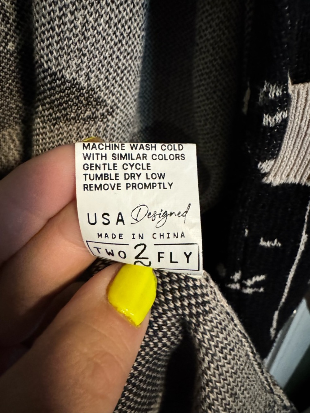 2 Fly Co. Western Boot Print Cream & Black Cardigan with Pockets Size L/XL - Picture 5 of 5
